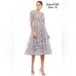 Floral embellished lace A-line cocktail dress